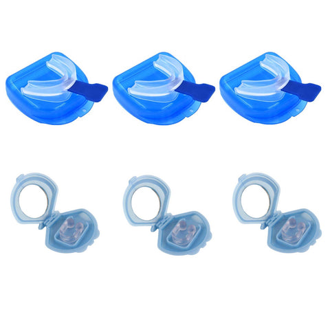 3x Mouthguard Mouthpiece + 3x Nose Clip Anti Snoring Aid Sleep Breathing Device-0