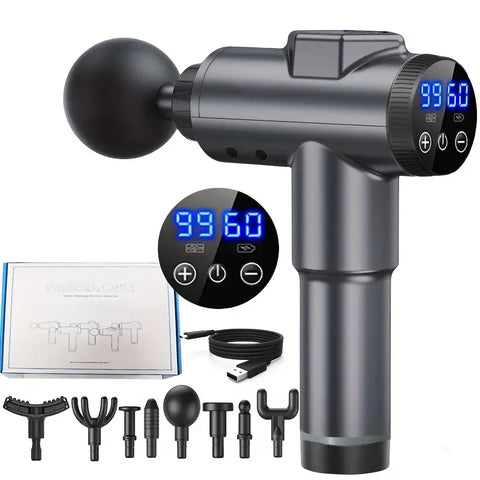 99-Level Deep Tissue Massage Gun - Grey-0
