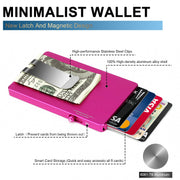 Minimalist Pop up Wallet with Money Clip, All Aluminum Slide Rfid Slim Card Holder-6