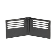 K10812AB | Men's Wallets in Saffiano Genuine Leather. Black colour. 8 credit card slots. Dimensions when closed: 12.5 x 9.5 x 1 cm. Packaging: Rigid bottom/lid gift box-1