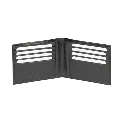 K10812AB | Men's Wallets in Saffiano Genuine Leather. Black colour. 8 credit card slots. Dimensions when closed: 12.5 x 9.5 x 1 cm. Packaging: Rigid bottom/lid gift box-1