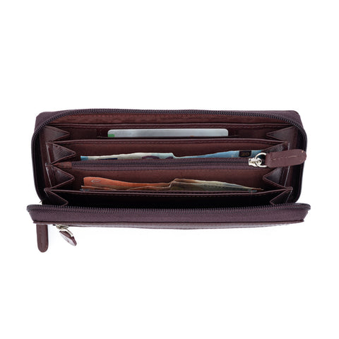 K10838XB | Women's Wallets in Saffiano Genuine Leather. Bordeaux color. 6 credit card slots. Dimensions when closed: 18.5 x 10 x 2.5 cm. Packaging: Rigid bottom/lid gift box-2