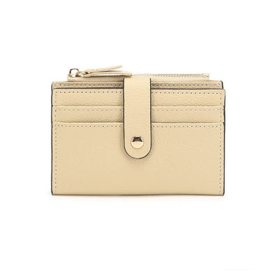 NNEDSZ 3 PCS Wallets Apricot Women's Small Zipper Snap Card Wallet, Ladies PU Leather Credit Card Holder with Coin Pocke-0