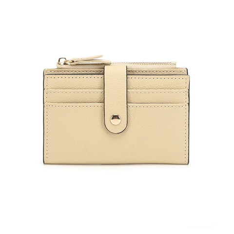 NNEDSZ 3 PCS Wallets Apricot Women's Small Zipper Snap Card Wallet, Ladies PU Leather Credit Card Holder with Coin Pocke-0